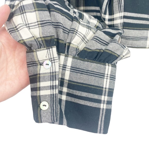 NWT Zara Cropped Plaid Flannel Shirt Crop Top Oversized Button Up Long Sleeve L - Picture 11 of 13